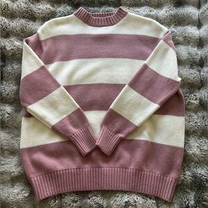 Striped Pink and White Women's Sweater